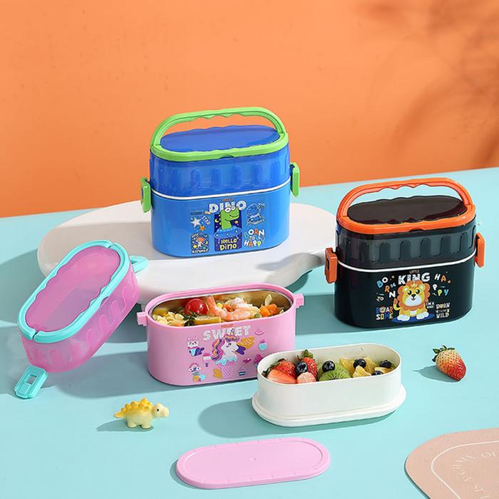 橢圓不銹鋼雙層餐盒950ml