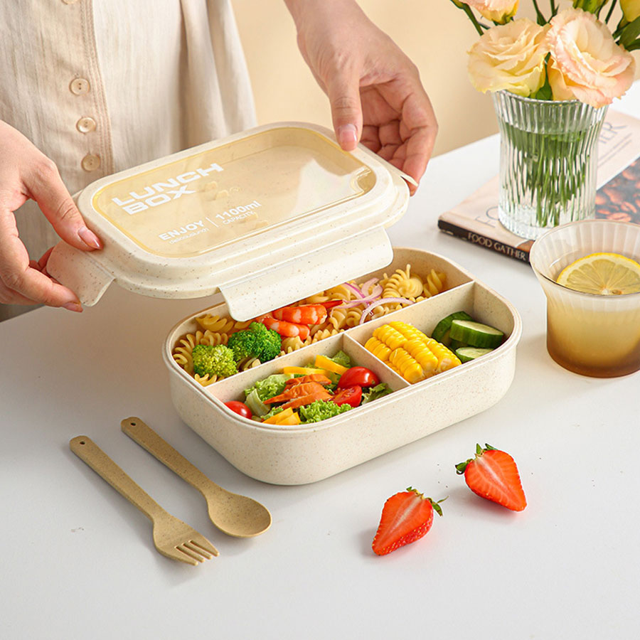 麥秸桿分格便當(dāng)盒(配