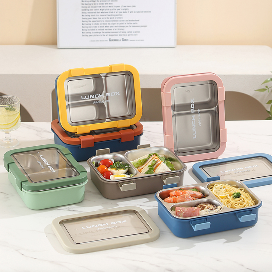 分格不銹鋼飯盒二格/