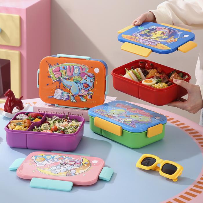 卡通實(shí)色蓋分格飯盒1450ml